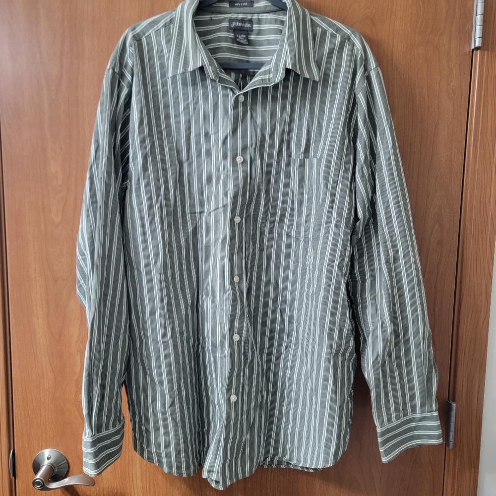 NWT St. John's Bay 80's 2-Ply Poplin Striped Shirt Size XL Tall